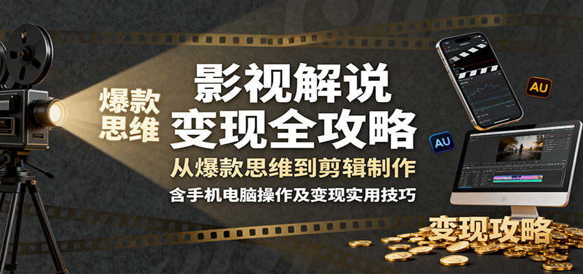 影视解说变现全攻略：从爆款思维到剪辑制作，含手机电脑操作及变现实用技巧-kaigewz