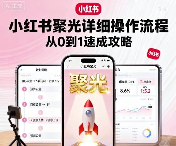 小红书聚光详细操作流程，小红书聚光从0到1速成攻略-kaigewz