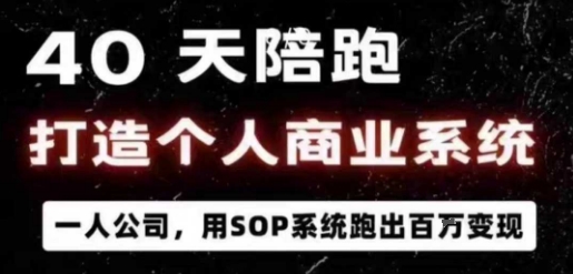 40天陪跑打造个人商业系统，一人公司，用SOP系统跑出百W变现-kaigewz