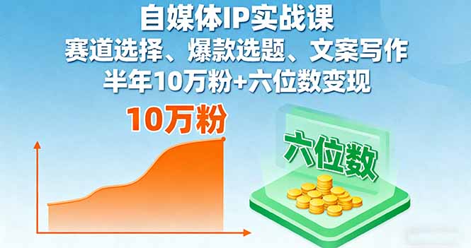 自媒体IP实战课，赛道选择、爆款选题、文案写作，半年10万粉+六位数变现-kaigewz