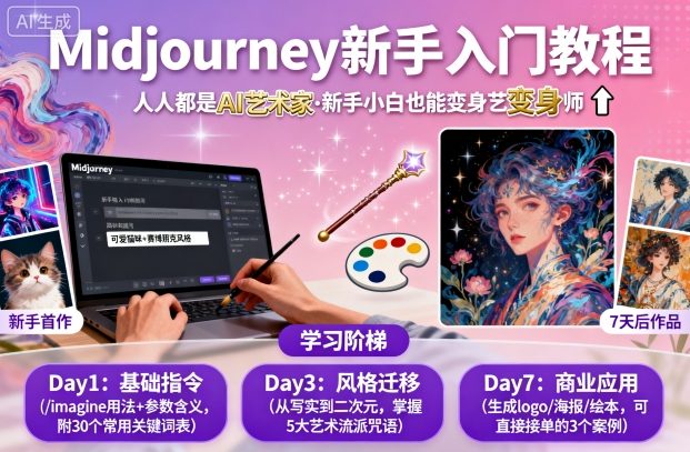midjourney新手入门教程：人人都是AI艺术家，新手小白也能变身艺术大师-kaigewz