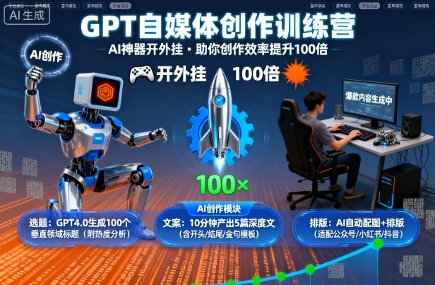 GPT自媒体创作训练营：AI神器开外挂，助你创作效率提升100倍-kaigewz