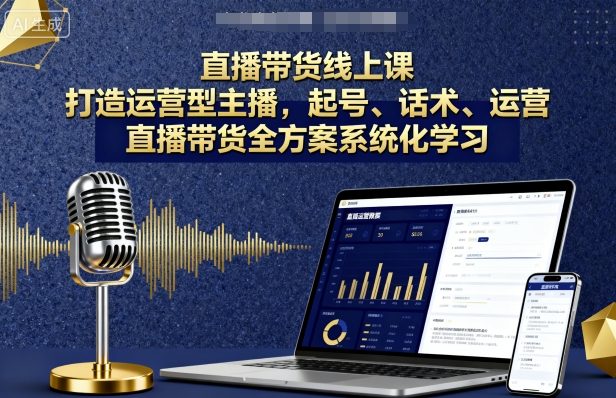 直播带货线上课，打造运营型主播，起号、话术、运营，直播带货全方案系统化学习-kaigewz