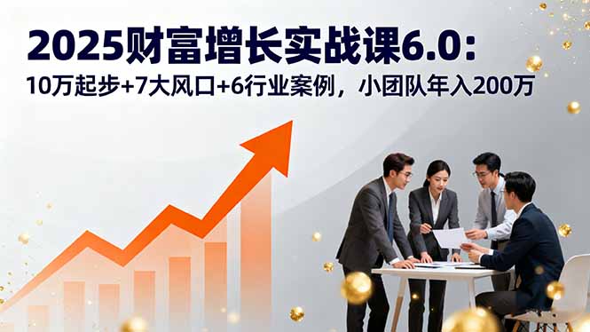 2025财富增长实战课6.0：10万起步+7大风口+6行业案例，小团队年入200万-kaigewz