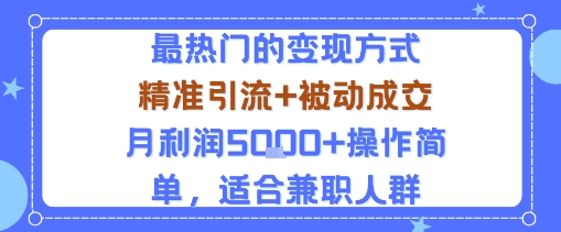 小众赛道玩法：当下最热门的变现方式，精准引流+被动成交月利润5k+操作简单，适合兼职人群-kaigewz