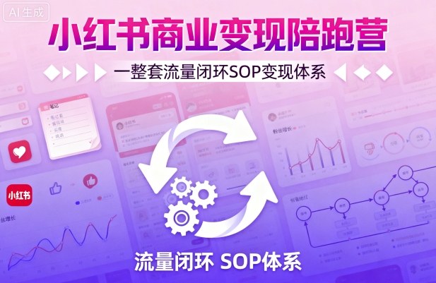 小红书商业变现陪跑营，轻IP矩阵 私域获客 聚光投流，一整套流量闭环SOP变现体系-kaigewz