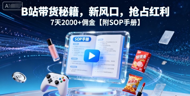 B站带货秘籍，新风口，抢占红利，7天2k+佣金【附SOP手册】-kaigewz