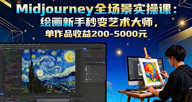 Midjourney全场景实操课：绘画新手秒变艺术大师，单作品收益200-5000元-kaigewz