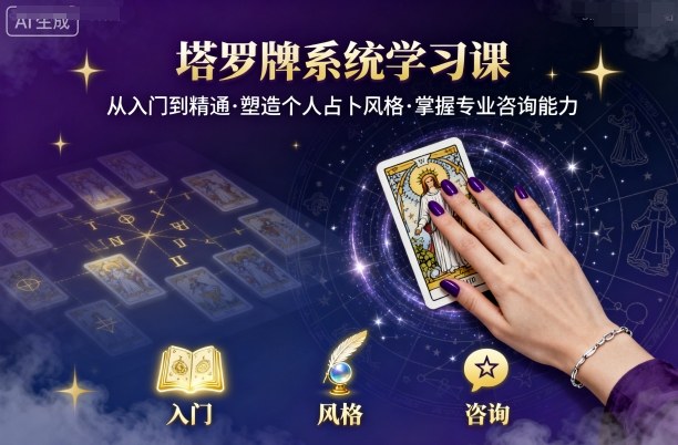 塔罗牌系统学习课，助你从入门到精通，塑造个人占卜风格，掌握专业咨询能力-kaigewz
