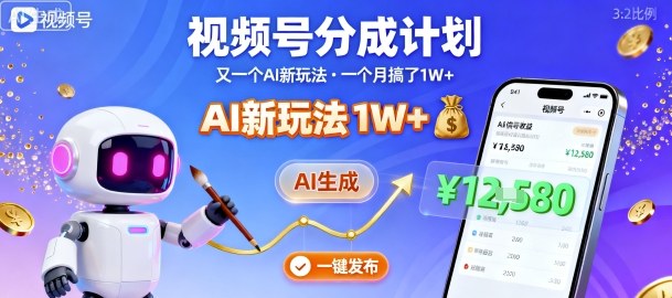 视频号分成计划：又一个AI新玩法，一个月搞了1W+，纯AI生成，一键发布即可-kaigewz