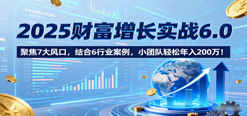 2025财富增长实战6.0，聚焦7大风口，结合6行业案例，小团队轻松年入200万！-kaigewz