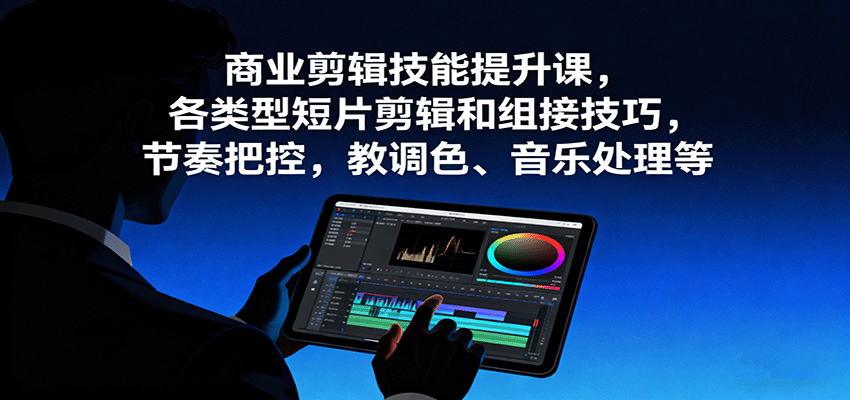 商业剪辑技能提升课，各类型短片剪辑和组接技巧，节奏把控，教调色、音乐处理等-kaigewz