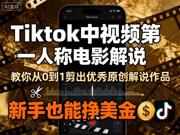 Tiktok中视频第一人称电影解说，教你从0到1剪出一个优秀的原创解说作品，新手也能挣美金-kaigewz