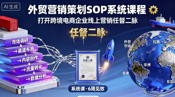 外贸营销策划SOP系统课程，打开跨境电商企业线上营销任督二脉-kaigewz