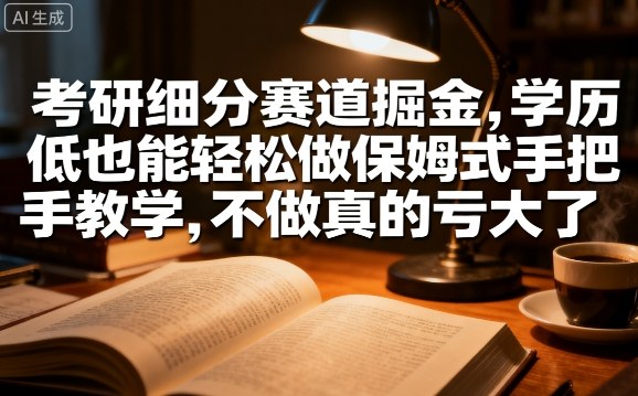 考研细分赛道掘金，日入1k+，学历低也能轻松做保姆式手把手教学，不做真的亏大了【揭秘】-kaigewz