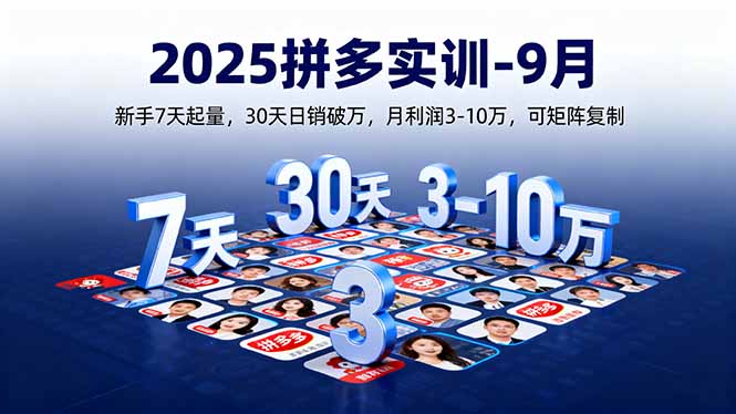 2025拼多多实训-9月：新手7天起量,30天日销破万,月利润3-10万,可矩阵复制-kaigewz