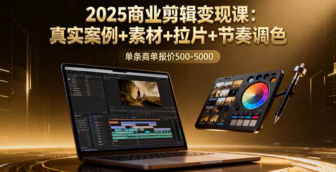 2025商业剪辑变现课：真实案例+素材+拉片+节奏调色，单条商单报价500-5000-kaigewz