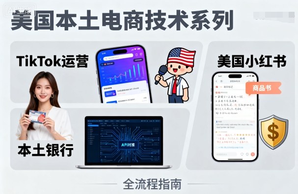 美国本土电商技术，Tiktok 运营篇+美国小红书篇+本土银行篇-kaigewz