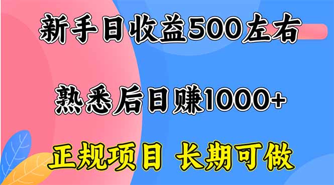 新手日收益500+ 正规项目 长期可做-kaigewz