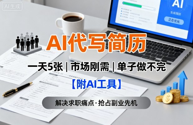 AI代写简历，一天5张，今年找工作难，市场刚需，单子做不完【附AI工具】-kaigewz
