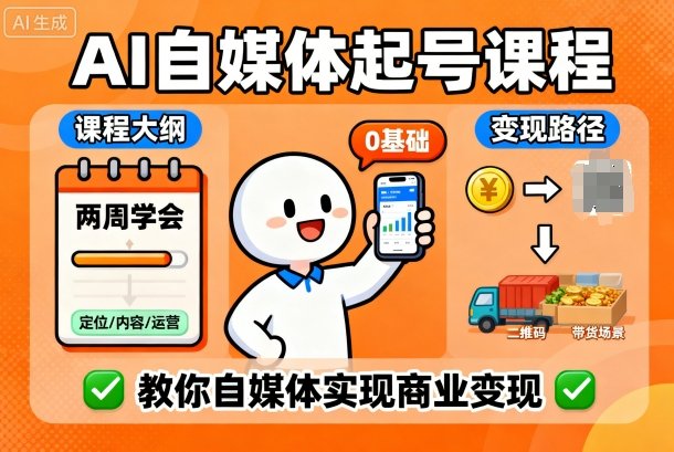 AI自媒体起号课程，0基础小白两周学会，教你自媒体实现商业变现-kaigewz
