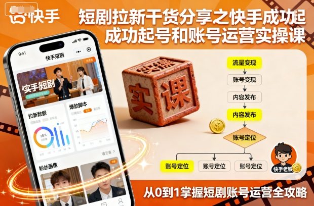 短剧拉新干货分享之快手成功起号和账号运营实操课-kaigewz