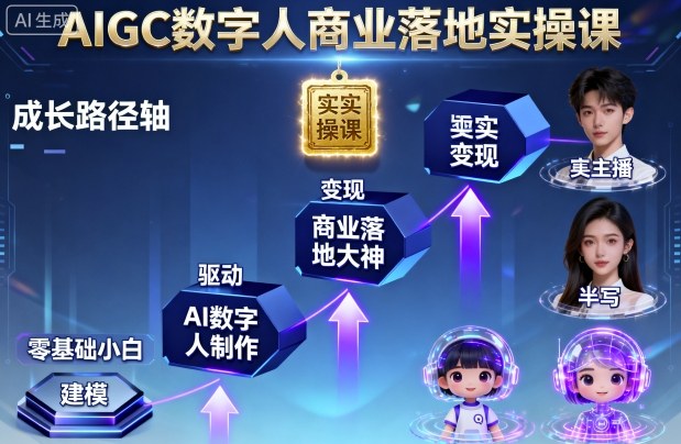 AIGC数字人商业落地实操课，从零基础小白到AI数字人大神-kaigewz