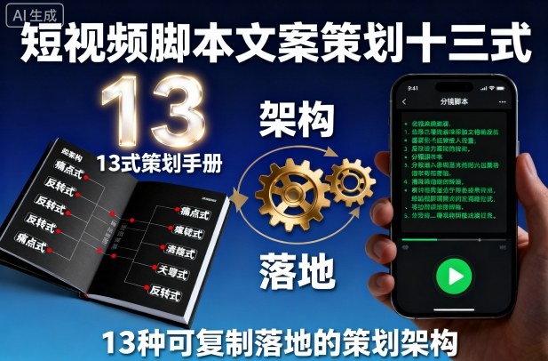 短视频脚本文案策划十三式，13种可复制落地的策划架构-kaigewz