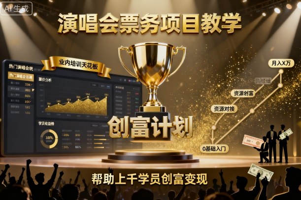 演唱会票务项目教学，业内培训天花板，帮助上千学员创富变现-kaigewz