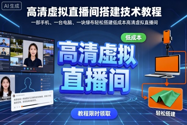 高清虚拟直播间搭建技术教程，一部手机、一台电脑、一块绿布轻松搭建低成本高清虚拟直播间-kaigewz