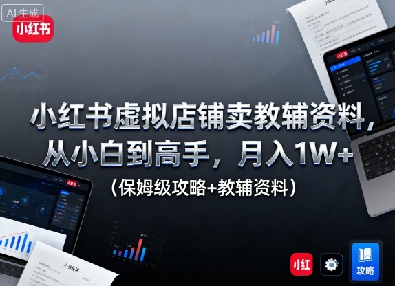小红书虚拟店铺卖教辅资料，从小白到高手，月入1W+(保姆级攻略+教辅资料)-kaigewz