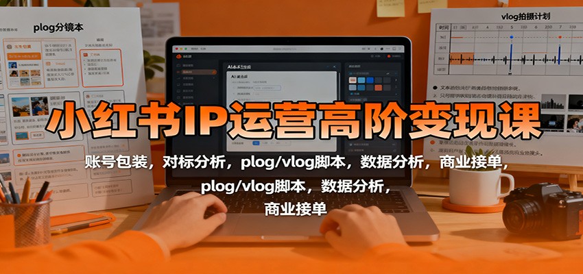 小红书IP运营高阶变现课：账号包装，对标分析，plog/vlog脚本，数据分析，商业接单-kaigewz