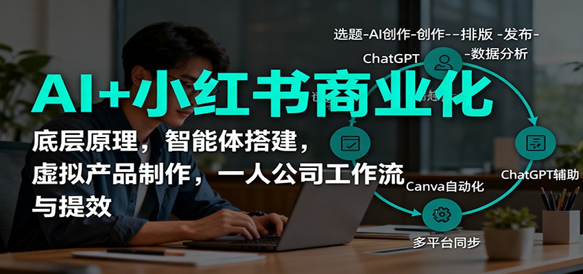 AI+小红书商业化，底层原理，智能体搭建，虚拟产品制作，一人公司工作流与提效-kaigewz