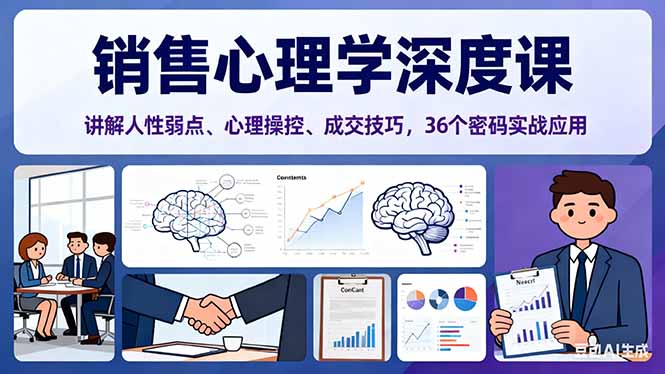 销售心理学深度课，讲解人性弱点、心理操控、成交技巧，36个密码实战应用-kaigewz