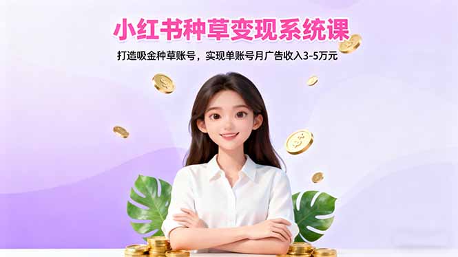 小红书种草变现系统课：打造吸金种草账号，实现单账号月广告收入3-5万元-kaigewz