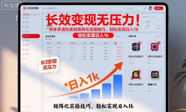长效变现无压力！拼多多虚拟类目矩阵化实操技巧，轻松实现日入1k【揭秘】-kaigewz