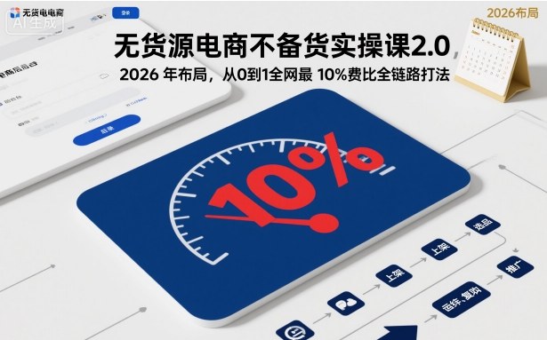 无货源电商不备货实操课2.0，2026年布局，从0到1全网最低10%费比全链路打法【更新中】-kaigewz