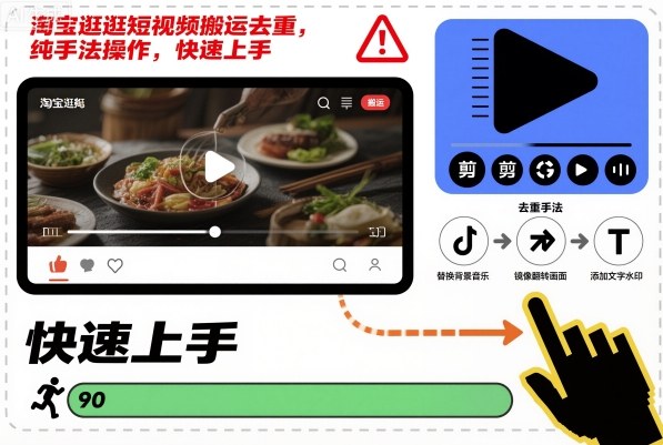 淘宝逛逛短视频搬运去重，纯手法操作，快速上手-kaigewz