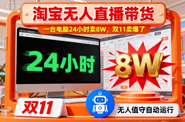 淘宝无人直播带货，一台电脑214小时卖8W，双11卖爆了【揭秘】-kaigewz