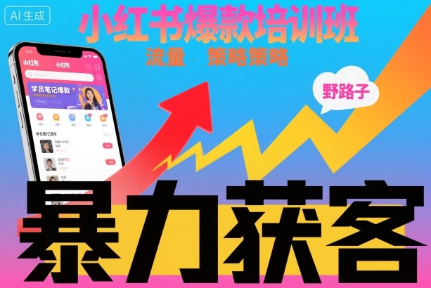 小红书爆款培训班，小红书获客野路子流量打法，暴力持续获客-kaigewz