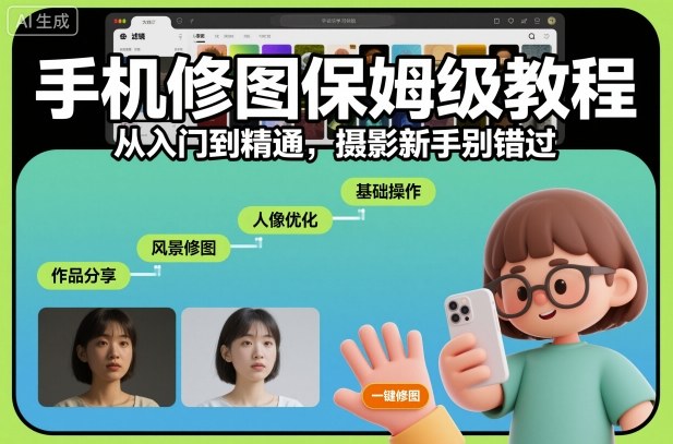 手机修图保姆级教程，从入门到精通，摄影新手别错过-kaigewz