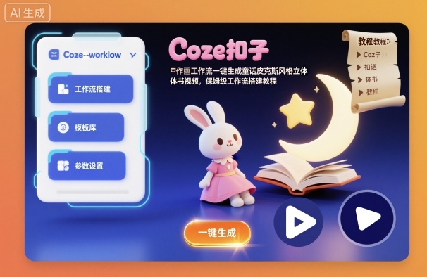 Coze扣子工作流一键生成童话皮克斯风格立体书视频，保姆级工作流搭建教程-kaigewz