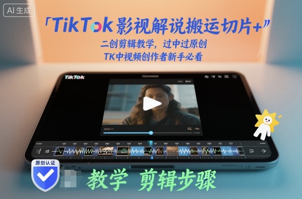 TikTok影视解说搬运切片+二创剪辑教学，过中过原创，TK中视频创作者新手必看-kaigewz