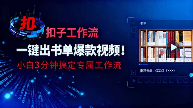 利用扣子工作流一键生成书单爆款视频，小白三分钟搞定专属工作流-kaigewz