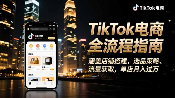 TikTok电商全流程指南，涵盖店铺搭建、选品策略、流量获取，单店月入过万-kaigewz